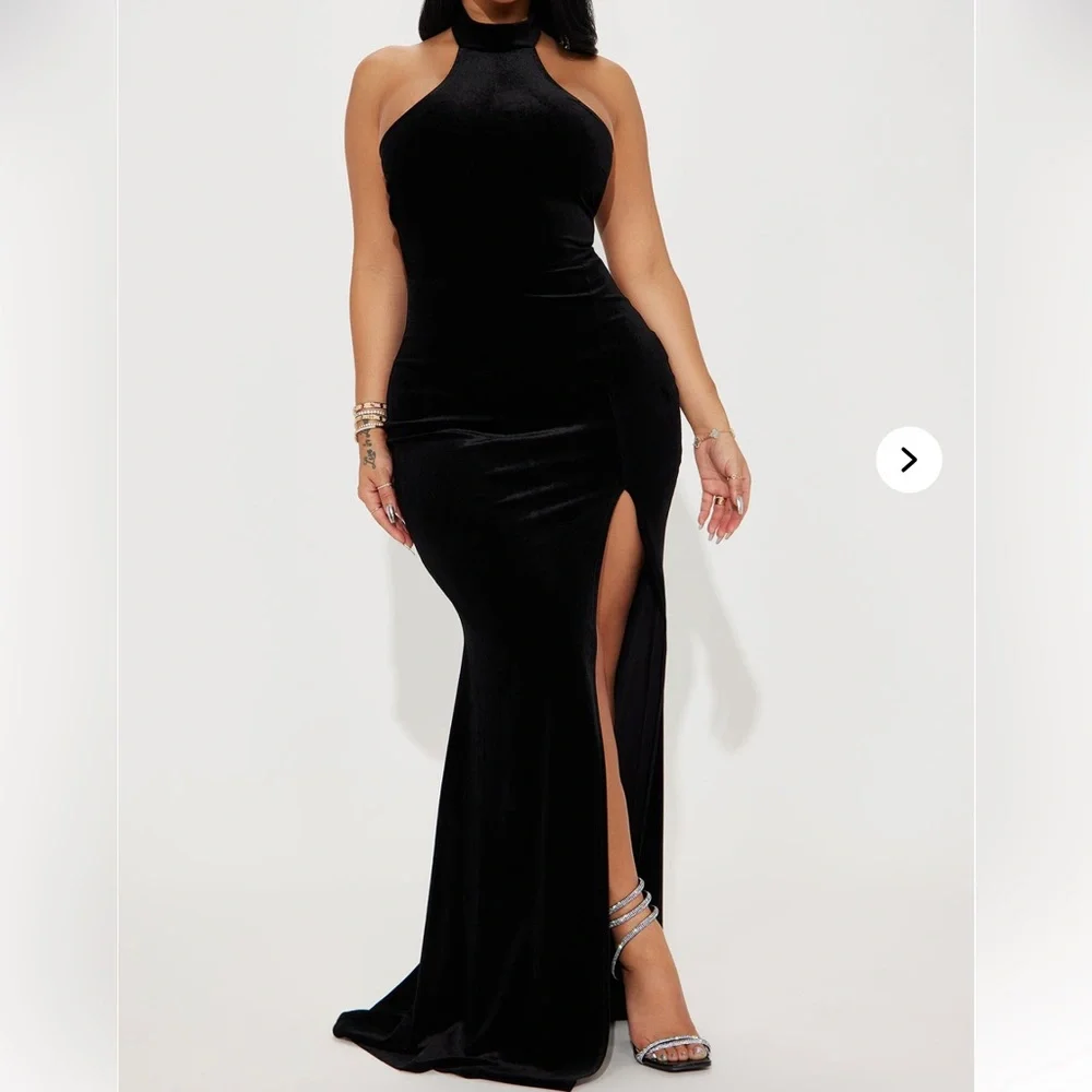 BRAND New !! Black fashionova velvet dress size S - Picture 5 of 6
